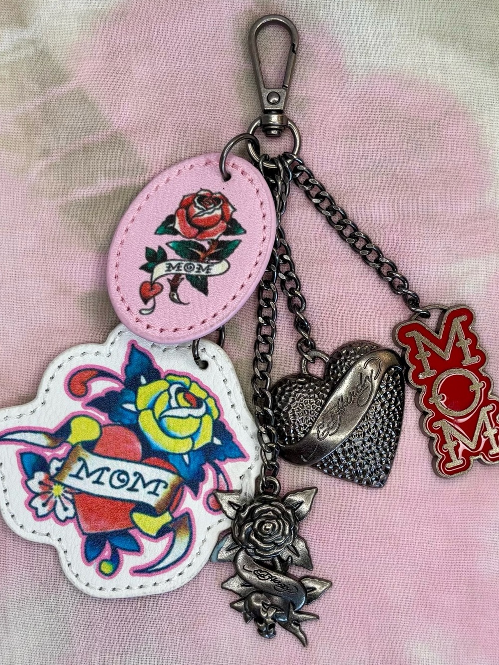 ED HARDY “Mom” Keychain Key Fob Purse Handbag Charms